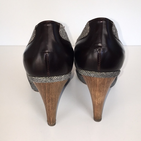 Marni Tweed Peep Toe Platform Heels - Picture 4 of 6